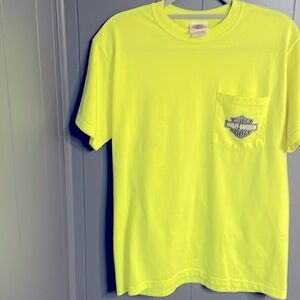 Neon yellow Harley Davidson t-shirt. Medium